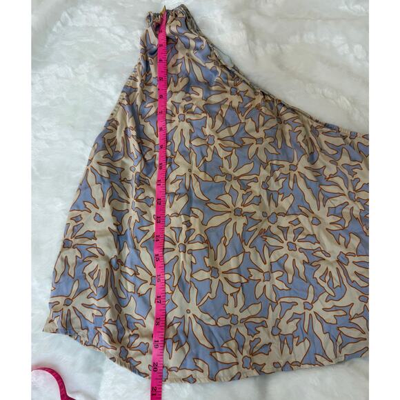 SUNDAYS Oak Blouse Tropical Floral Stretchy Silk Asymmetrical Tank Top Large - Picture 8 of 8
